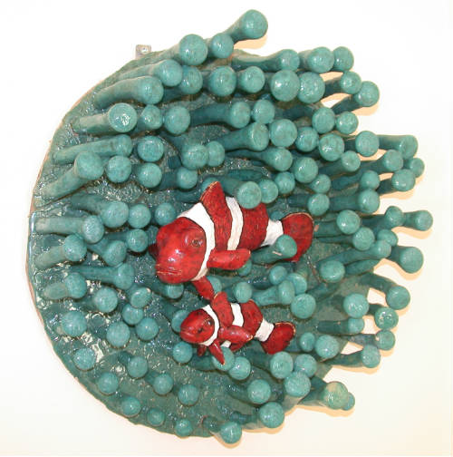 Ceramic clown fish in coral polyps by Peter Heywood