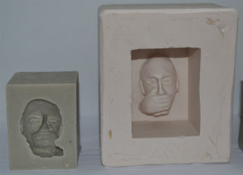 Gelflex and fint-and-plaster moulds used to cast glass blocks by peter heywood