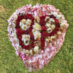 Heart made from camellia blossom