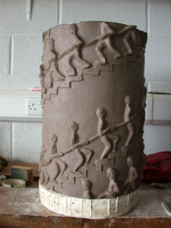 A segment of the ceramic column made by Peter Heywood