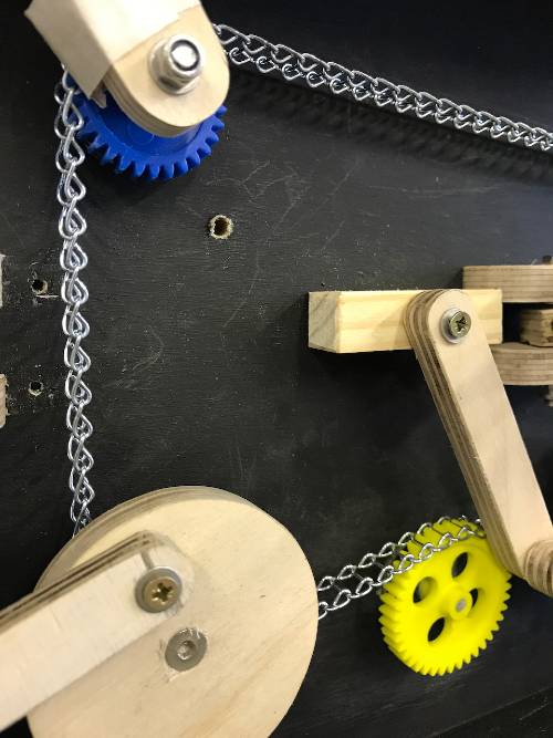 Plastic gears and wire chain