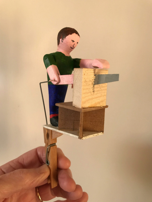 Sawing man clothes peg automaton
