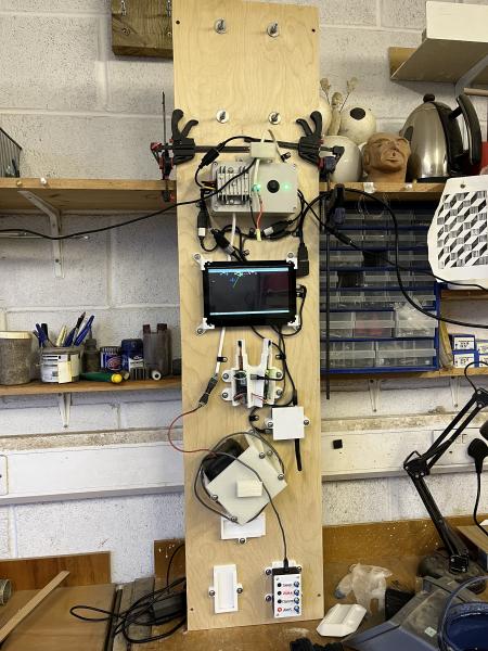 Electronics for robot snake,installed on the underside of a lid
