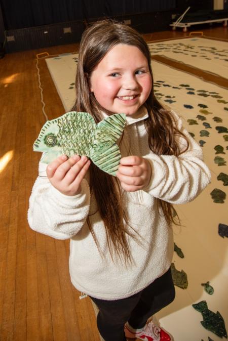 28 March 2026 display of 623 ceramic fish for Looe mural