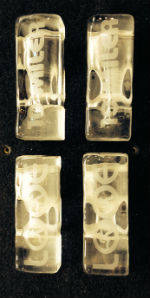 Engraving on hot glass trophies for Looe Pioneers