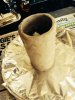 Clay cylinder for creating wax positive for cast glass sculpture
