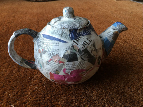 Papier mache teapot