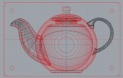 Sliced 3D CAD model of teapot