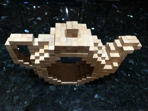 6 layers of teapot made from cubes of beech-wood