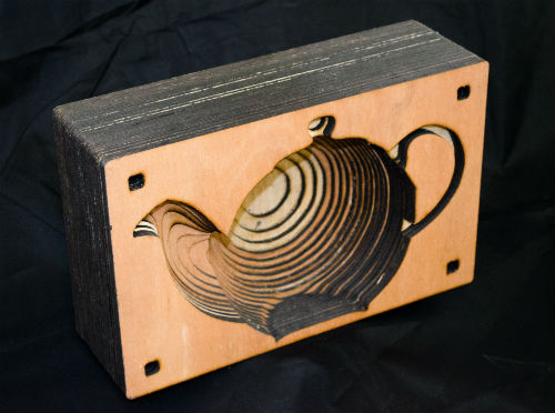 Negative of plywood teapot