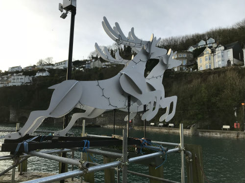 Slot model reindeer on Looe's quayside